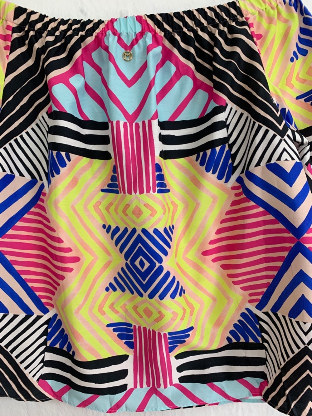 Marie Oliver Bold Abstract Off-The-Shoulder 3/4 Sleeve Top Sz XS - Picture 5 of 12